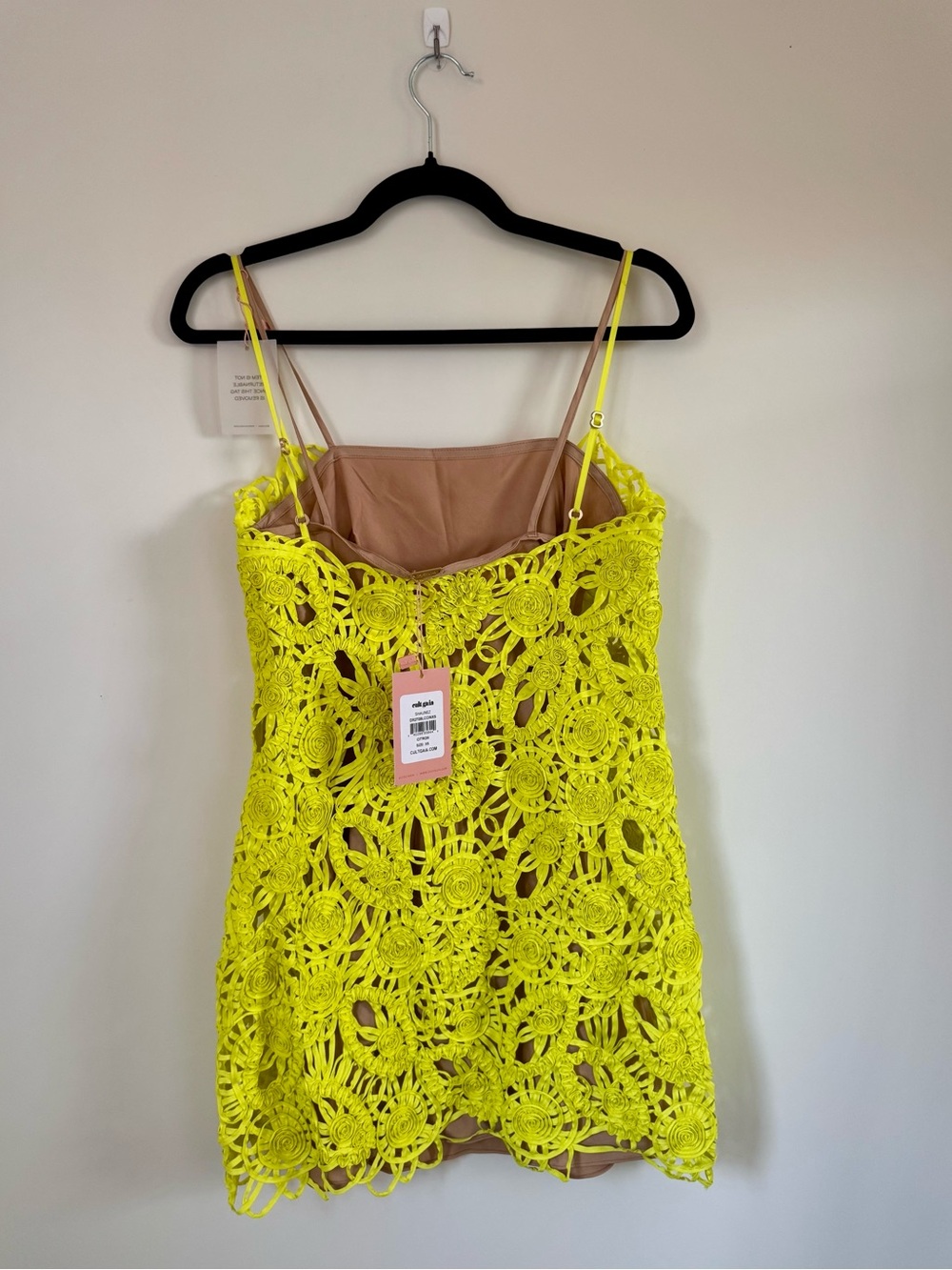 Cult Gaia Shaunez Macramé Mini Dress Yellow Size XS NWT - Picture 5 of 5